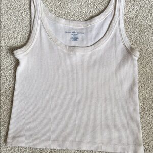 Brandy Melville Off-White Ribbed Tank Top, OS